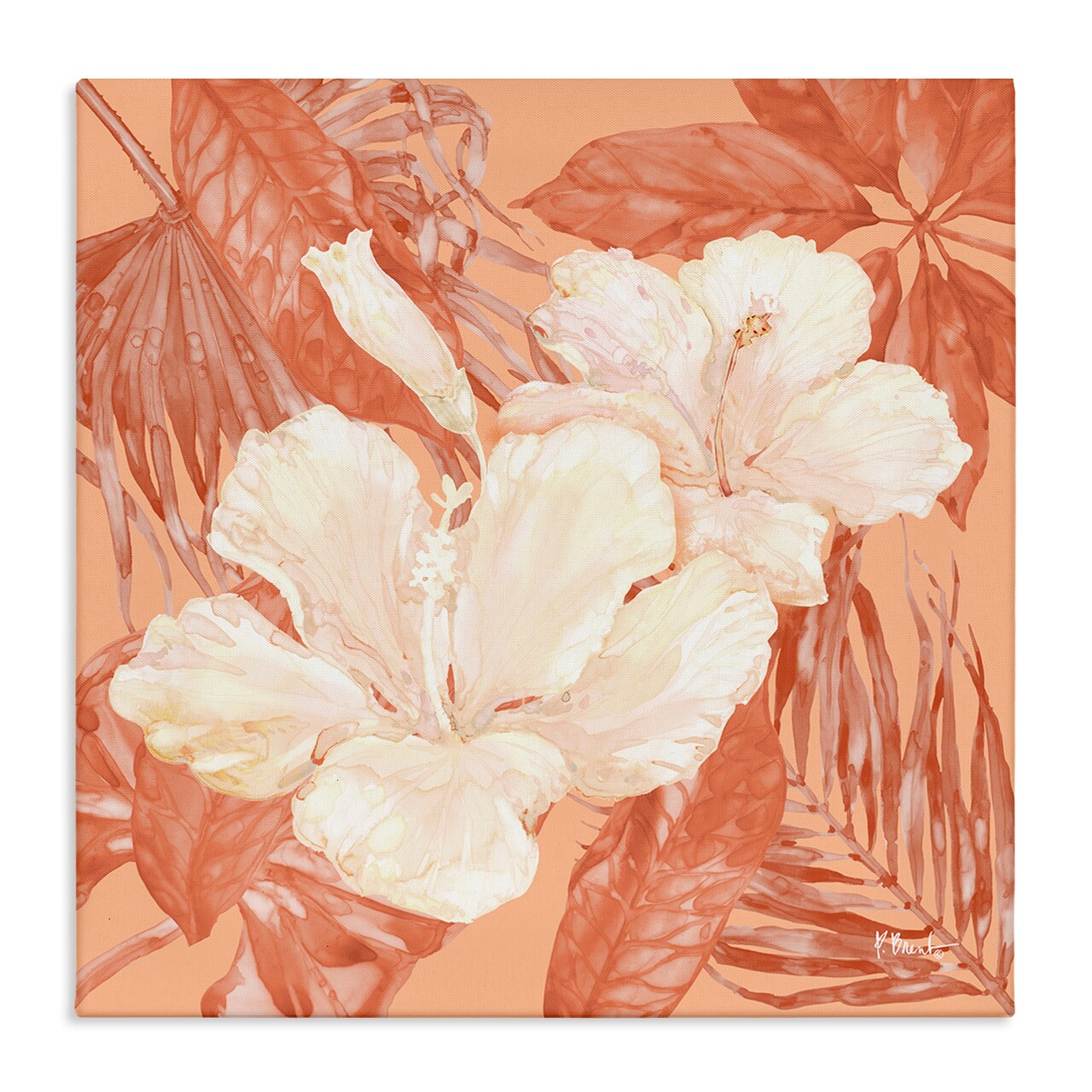 Stupell Industries Tropical Hibiscus Bunch Canvas Wall Art Design by Paul Brent